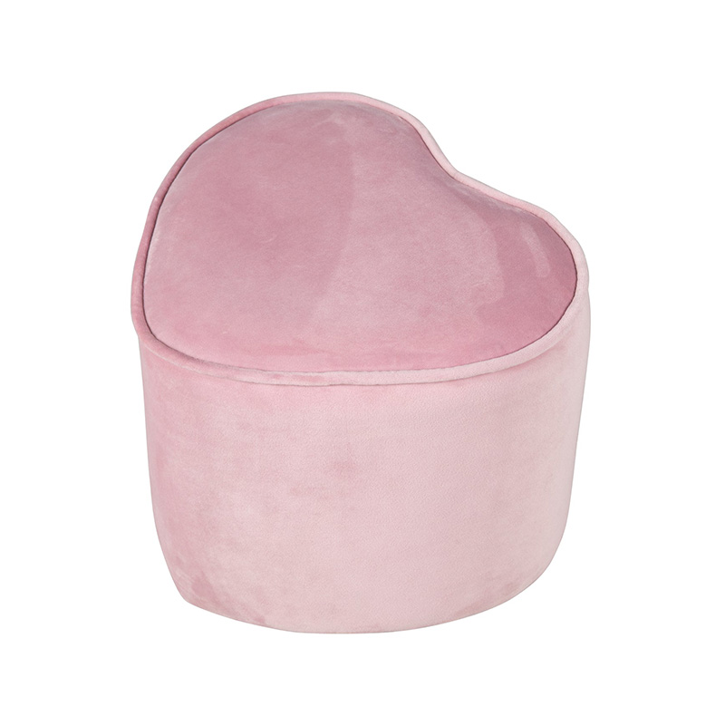 Herzförmiger Kinderhocker, bequemer Hocker mit Samtbezug, Pouf